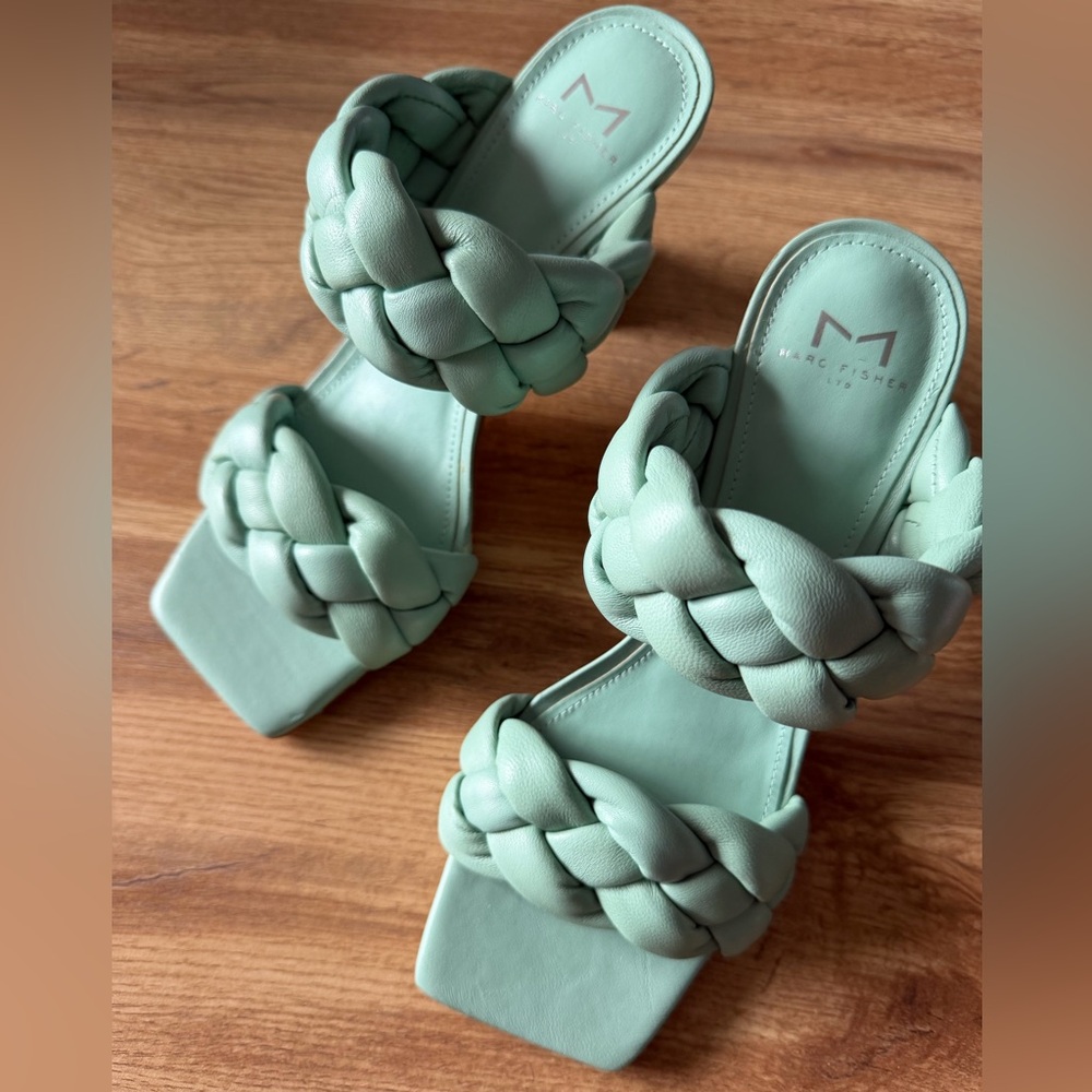 Nordstrom Braided Double-Strap Mint Slide Sandals (Fit like 6-6.5)